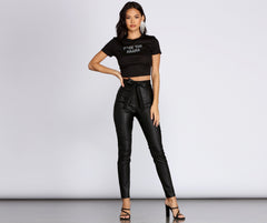 High Waist Faux Leather Skinny Pants insstreet