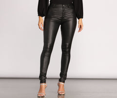 She's Edgy Coated Skinny Pants Ins Street