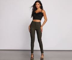 High Waist Basic Skinny Trouser Pants insstreet