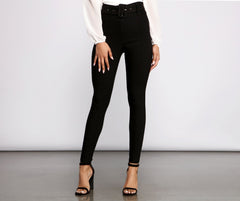 High Waist Belted Skinny Pants insstreet