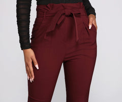 High Waist Paperbag Skinny Dress Pants insstreet