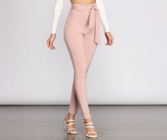High Rise Tie Waist Skinny Pants insstreet