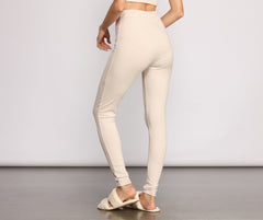 High Waist Basic Ribbed Knit Leggings insstreet