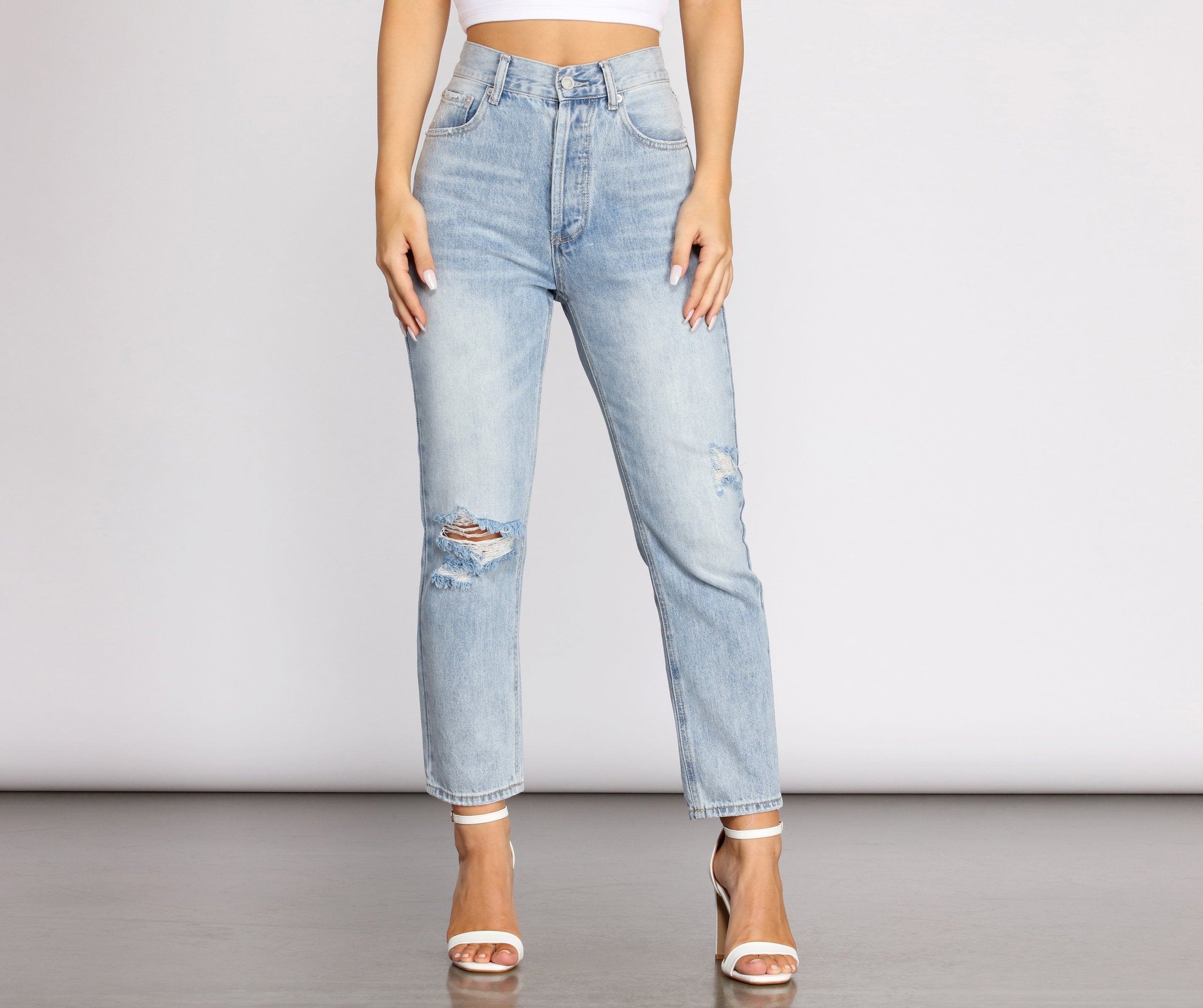 High Rise Drama Destructed Jeans insstreet