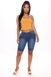 Cataliya Booty Lifting Denim Bermudas - Dark Wash Ins Street