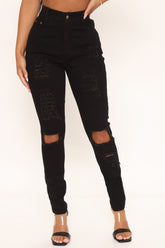 Say Yes To Distress Jeans - Black Ins Street