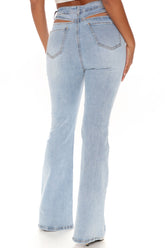 Cut Out To Play Stretch Flare Jeans - Light Blue Wash Ins Street