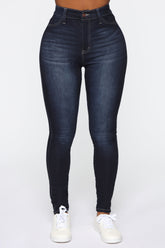 Swing My Way High Rise Skinny Jeans - Dark Denim Ins Street