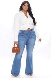 Peace And Music II Mid Rise Flare Jeans - Medium Blue Wash Ins Street