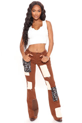 Make It Your Own Low Rise Patchwork Jeans - Brown Ins Street