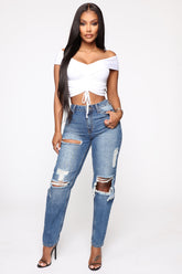 Kia Boyfriend Jeans - Medium Blue Wash Ins Street