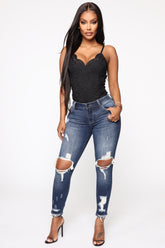 Walking On The Beach Crop Jeans - Dark Denim Ins Street