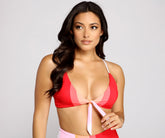Color Block Tie Front Swim Top Ins Street