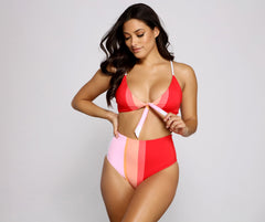 Color Block Tie Front Swim Top Ins Street