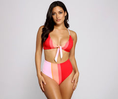 Color Block High Waist Swim Bottoms Ins Street