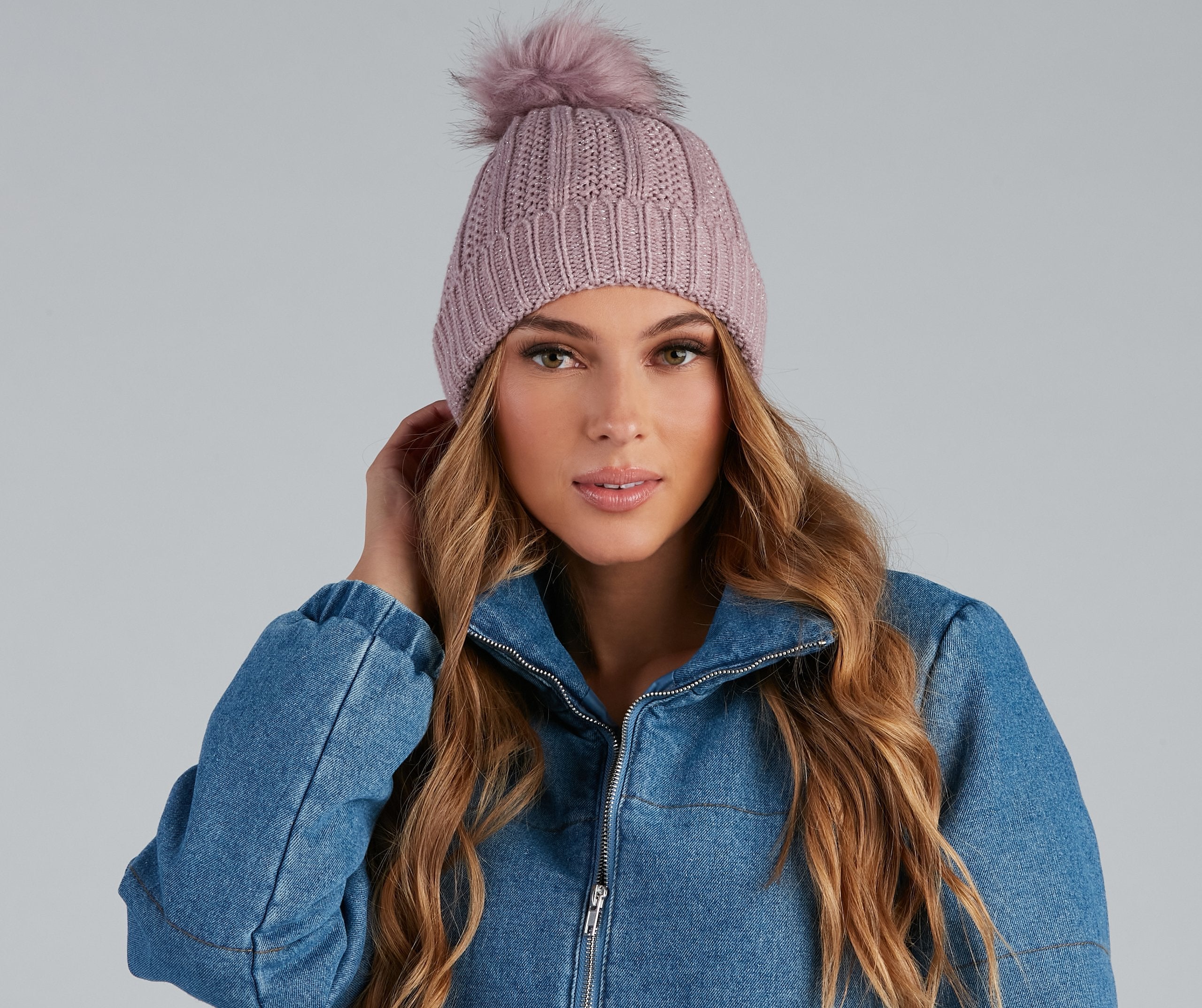 Cutie Pom Twist Knit Beanie ladies-street