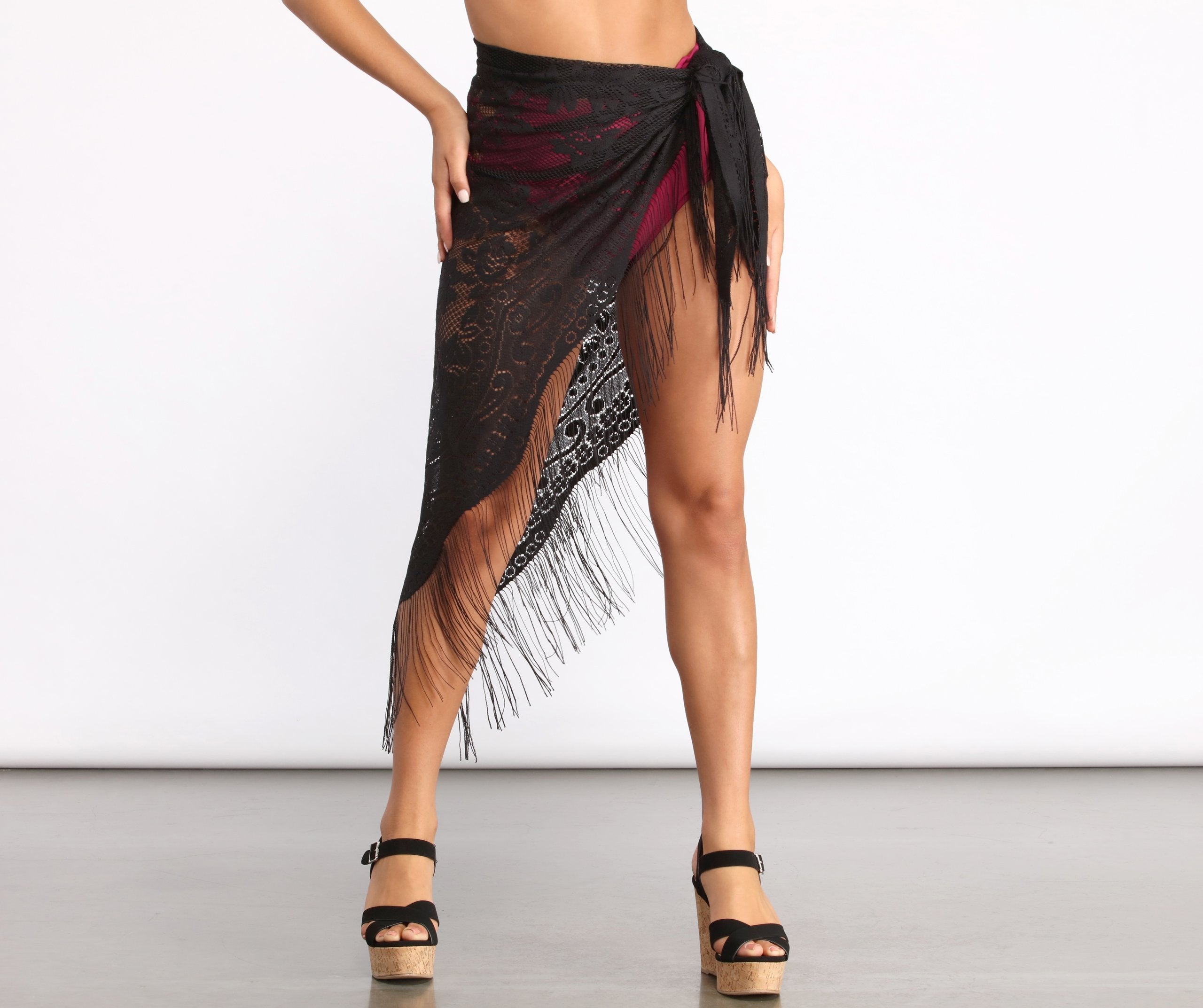 Crochet Lace Fringe Cover Up Ins Street