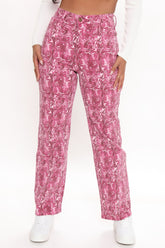 All In The Swirl Straight Leg Jeans - Pink Ins Street