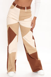 Seen The World Patchwork Wide Leg Jeans - Brown/combo Ins Street