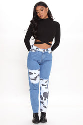 Favorite Cowgirl Colorblock Mom Jeans - Black/combo Ins Street