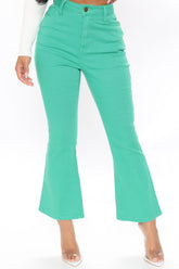 Can We Kick It Crop Flare Jeans - Kelly Green Ins Street