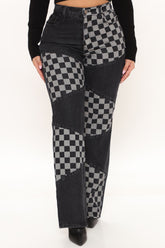 Checkin' You Out Loose Straight Leg Jeans - Black Ins Street