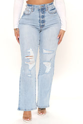 Vibin Vintage 90's Slacker Straight Leg Jeans - Light Blue Wash Ins Street