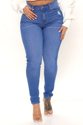 All The Way Up Stretch Skinny Jeans - Medium Blue Wash Ins Street