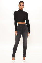 Cross Me Once Stretch Skinny Jeans - Black Ins Street
