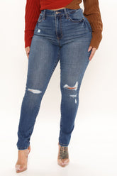Comfy Feels Elastic Waistband Skinny Jeans - Dark Wash Ins Street