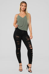 Right Up Your Alley Distressed Jeans - Black Ins Street
