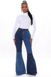 Block Out The Haters Colorblock Flare Jeans - Blue/combo Ins Street