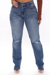 Always The Hero Ripped Dad Jeans - Dark Wash Ins Street