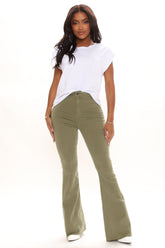 The Time Is Now High Rise Flare Jeans - Olive Ins Street