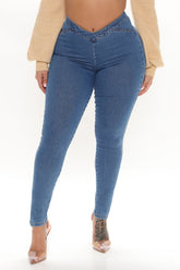 V Nice To Meet Ya Stretch Skinny Jeans - Medium Blue Wash Ins Street