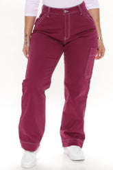Oh So Crafty Non Stretch Carpenter Jeans - Magenta Ins Street