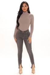 Always On Trend Slit Skinny Jeans - Black Ins Street