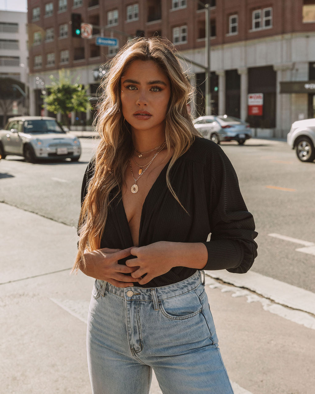 Veda Drape Bodysuit - Black SKYL-002