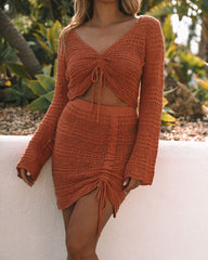 Hopelyn Cotton Ruched Crochet Mini Skirt - Rust Ins Street