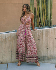 Priority Printed Cutout Jumpsuit - Natural - FINAL SALE Ins Street