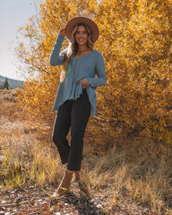 Victoria Cotton Blend Pocketed Asymm Top - Denim Blue Ins Street