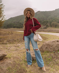 Indulgence Choker Cutout Sweater - Wine - FINAL SALE Ins Street