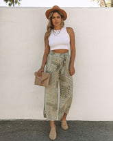 Geneve Pocketed Paisley Tie Pants - Sage Ins Street