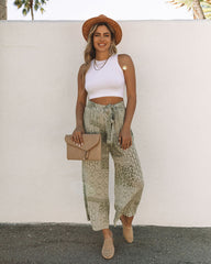 Geneve Pocketed Paisley Tie Pants - Sage Ins Street