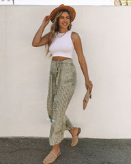 Geneve Pocketed Paisley Tie Pants - Sage Ins Street