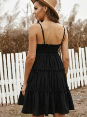 Solid Color Sling V-Neck Short Skirt 2023-03-14 InsStreet