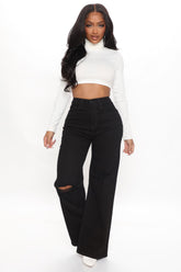 Oh So 90's Ripped Wide Leg Jeans - Black Ins Street