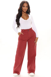 Feeling That Beat Stretch Wide Leg Jeans - Wine Ins Street