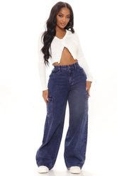 Working Hard Wide Leg Utility Jeans - Purple Ins Street