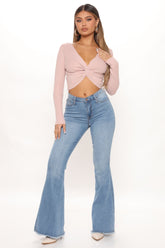 What A Dream Stretch Flare Jeans - Light Blue Wash Ins Street